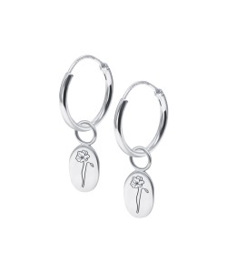 Poppy Birth Flower Silver Hoop Earring Charms HO-2702